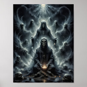 Poster Cránios fantasmas adeptos orando para a presa