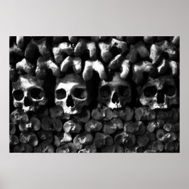 Poster Crânios - Paris Catacombs, versão em preto e branc