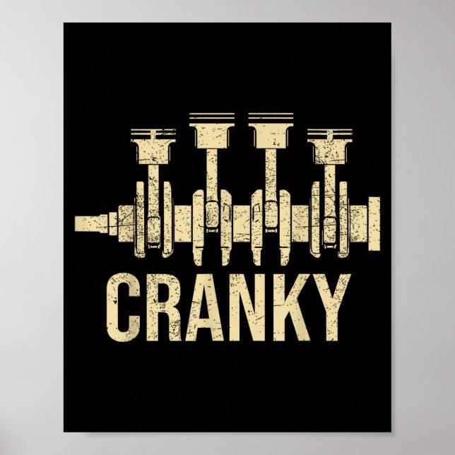 Poster Cranky Car Engine Crankshaft Lover Mechanics Fathe (Frente)