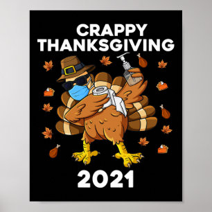 Poster Crappy Ação De Graças Dabbing Turkey Pilgrim Boys