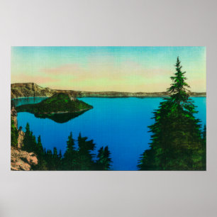 Pôster Crater Lake and Wizard Island View