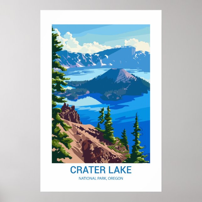Poster Crater Lake National Park Oregon EUA (Frente)