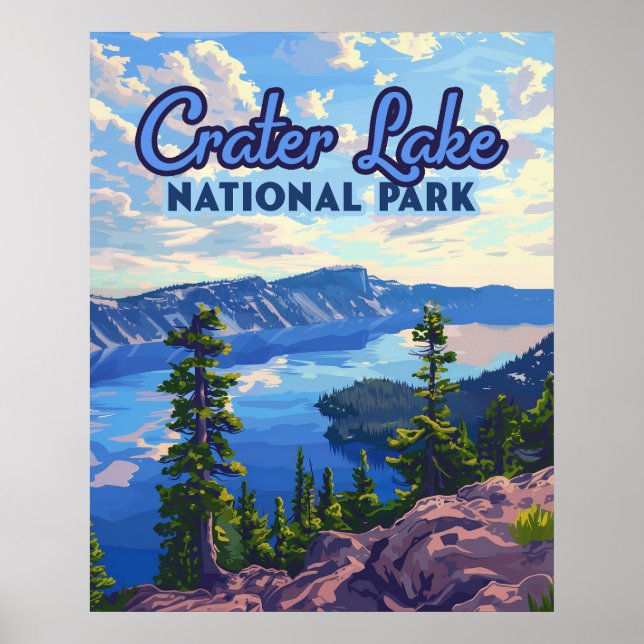Poster Crater Lake National Park Oregon Retro (Frente)