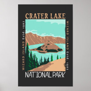 Poster Crater Lake National Park Oregon Retro Distúrbio