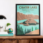 Poster Crater Lake National Park Oregon Vintage<br><div class="desc">O vetor do Lago Crater trabalho de arte design. O parque fica nas Montanhas Cascade,  no sul do Oregon. É conhecido pelo nome do Lago Cratera,  formado pelo vulcão agora desmoronado,  Monte Mazama.</div>