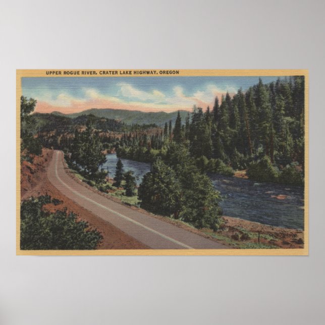Pôster Crater Lake, Oregon - Upper Rogue (Frente)