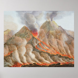 Pôster Cratera do Monte Vesúvio a partir de um desenho or