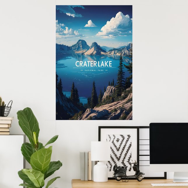 Poster Cratera Lagos Tranquil Azul (Escritório em casa)
