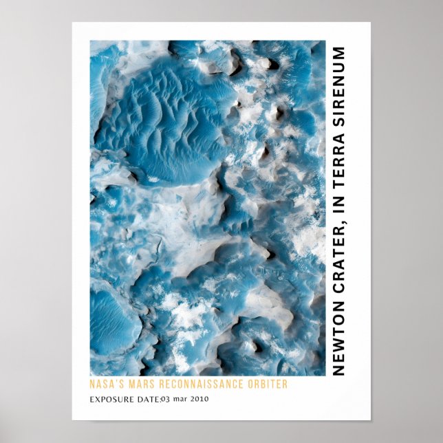 Poster Cratera Newton na Terra Sirenum em Marte (Frente)
