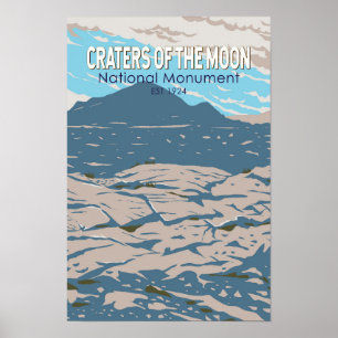 Poster Crateras do Monumento Nacional da Lua Idaho Retro