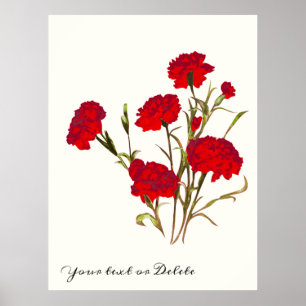 Poster Cravo Vermelho Floral Elegante Personalizável
