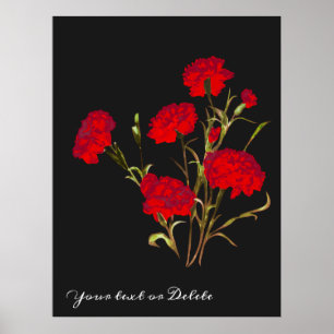 Poster Cravo Vermelho Floral Elegante Personalizável
