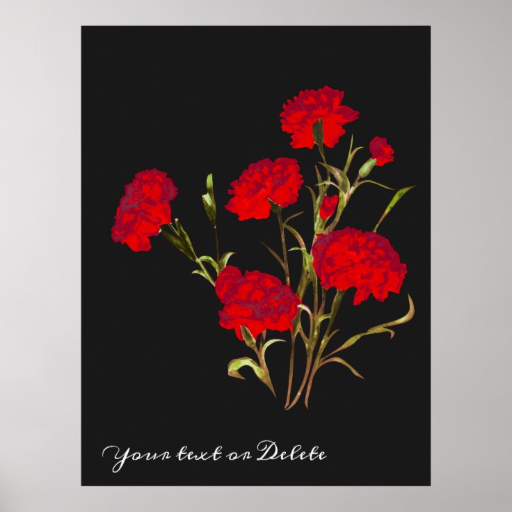 Poster Cravo Vermelho Floral Elegante Personalizável | Zazzle.com.br