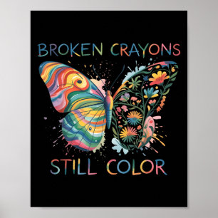 Poster Crayons Partidos Ainda Coloridos Borboleta Arco-Ír