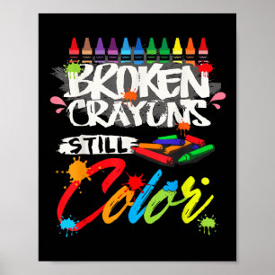 Poster Crayons Partidos Ainda Coloridos Camisas Coloridas