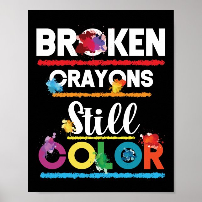 Poster Crayons Partidos Ainda Coloridos Saúde Mental (Frente)