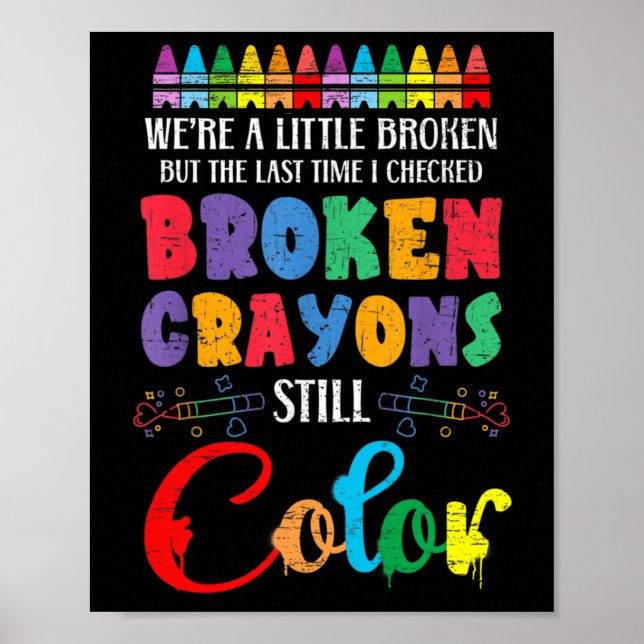 Poster Crayons Partidos Ainda Cores Sensibilização Para A (Frente)