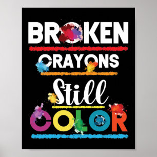 Poster Crayons Partidos Ainda Cores Sensibilização Para A