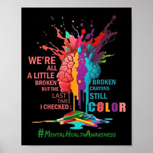 Poster Crayons Partidos Ainda Cores Sensibilização Para A (Frente)