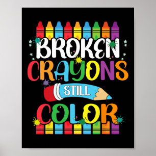 Poster Crayons Partidos Ainda Cores Sensibilização Para A