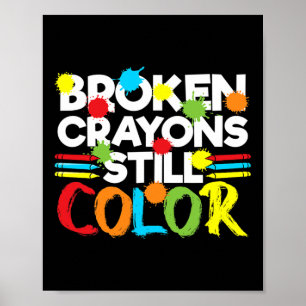 Poster Crayons Partidos Ainda Cores Sensibilização Para A