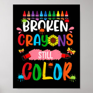 Poster Crayons Partidos Ainda Cores Sensibilização Para A