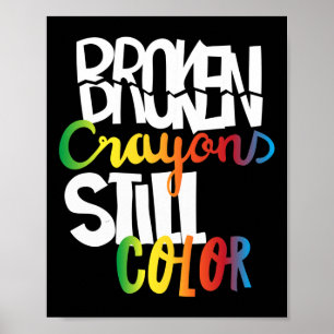 Poster Crayons Partidos Ainda Cores Sensibilização Para A