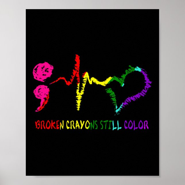 Poster Crayons Partidos Ainda Cores Sensibilização Para A (Frente)