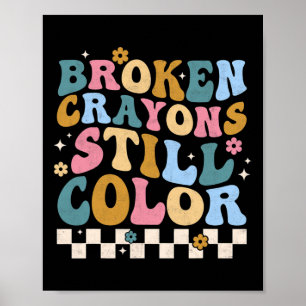 Poster Crayons Partidos Ainda Cores Sensibilização Para A