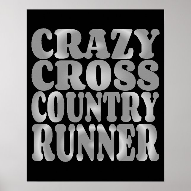 Pôster Crazy Cross Country Runner em Prata (Frente)