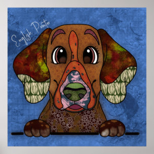 Poster Crazy English Pointer dog pintado à mão