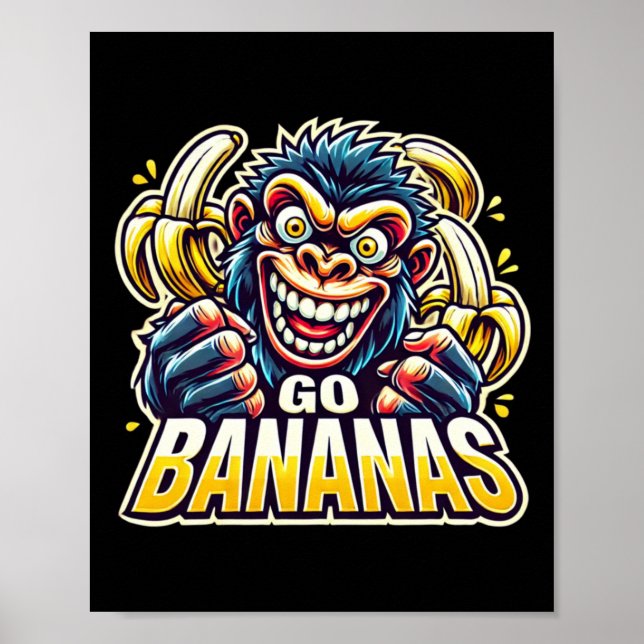 Poster Crazy Monkey Go Bananas Sticker  (Frente)