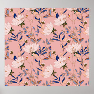 Poster Cream Beige Lily: Fundo sem costura rosa