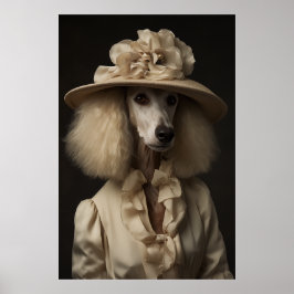 Poster Cream Poodle Flower Hat