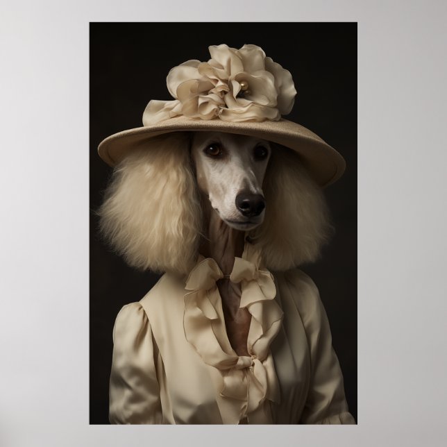 Poster Cream Poodle Flower Hat (Frente)