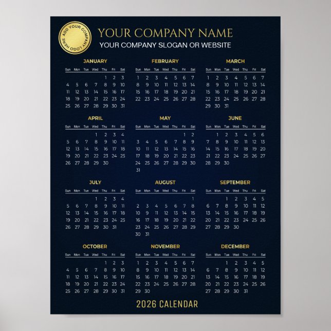 Poster Create Your Own 2026 Company Calendar |  (Frente)