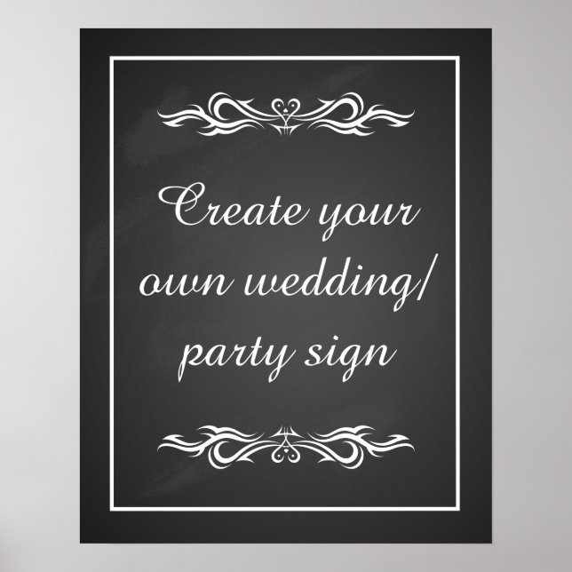 Poster Create your own chalkboard party sign with border (Frente)