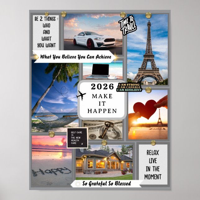 Poster Create Your Own Vision Board Goal Manifesting 2026 (Frente)