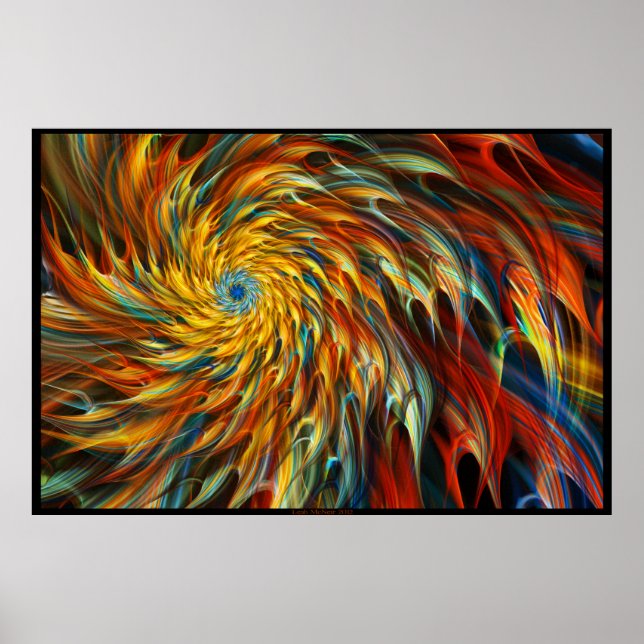 Pôster "Creative Burst" - Arte Fractal Geométrica Abstrat (Frente)