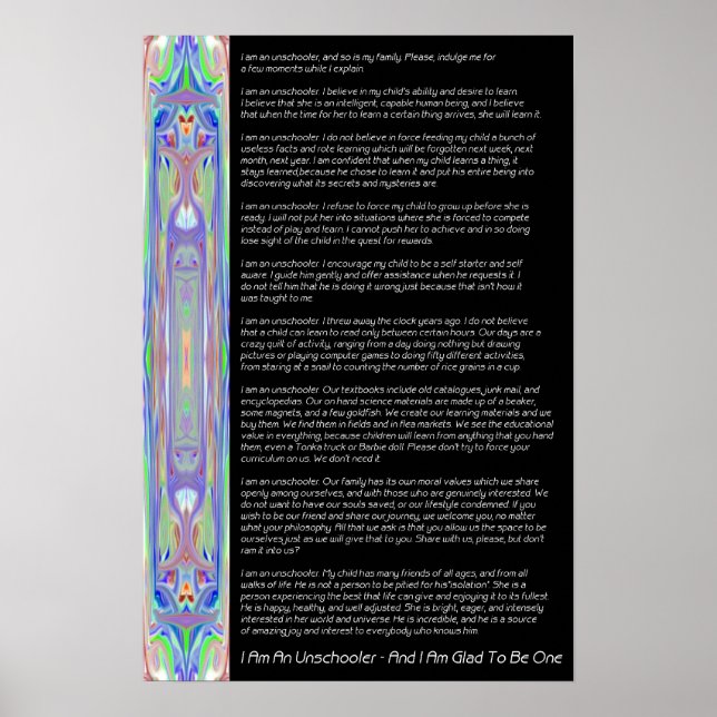 Poster Credo da Unschooler (Frente)