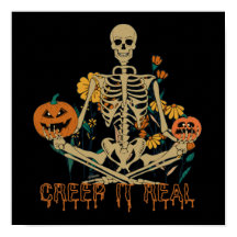 CREEP IT REAL assustador Esqueleto de Halloween