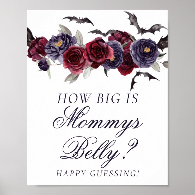 Poster Creepto linda | Gótica Floral Bats Mommys Belly (Frente)
