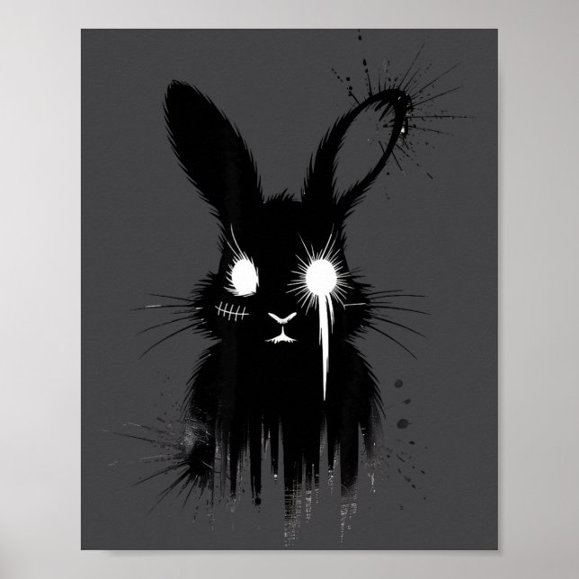 Poster Creepy Cute Goth Bunny Horror Rabbit Sketch Alt Ng (Frente)