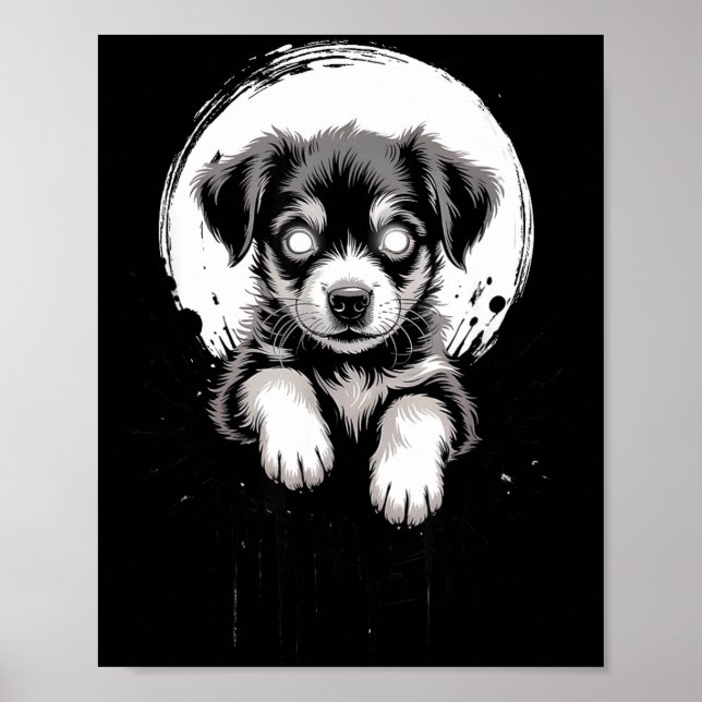 Poster Creepy Cute Goth Dog Horror Puppy Sketch Alt Nge E (Frente)