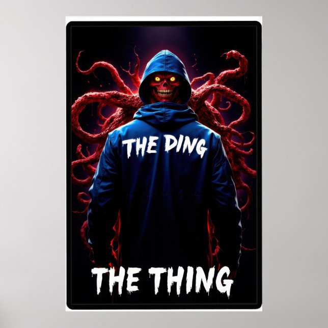 Poster Creepy figure in a hoodie with tentacles and glowi (Frente)