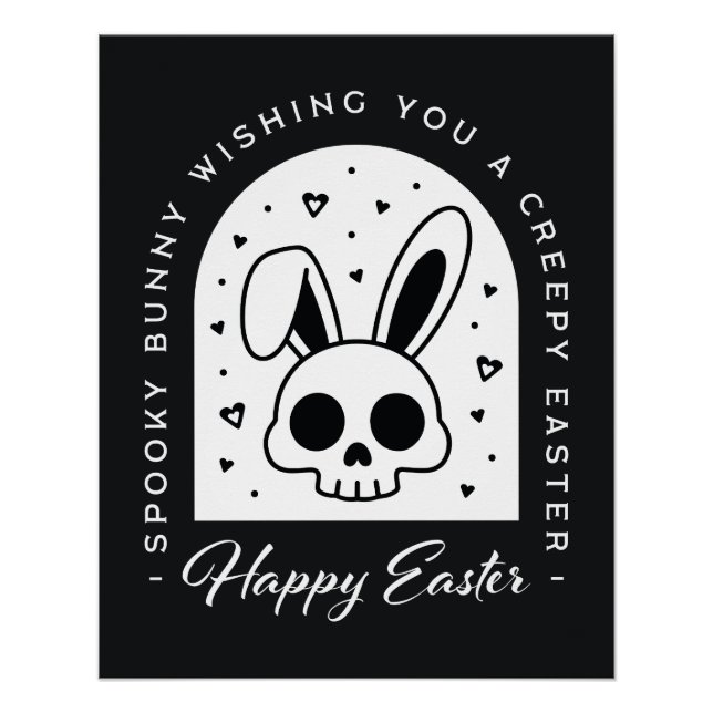 Pôster Creepy Happy Easter bunny skull gothic aesthetic (Frente)