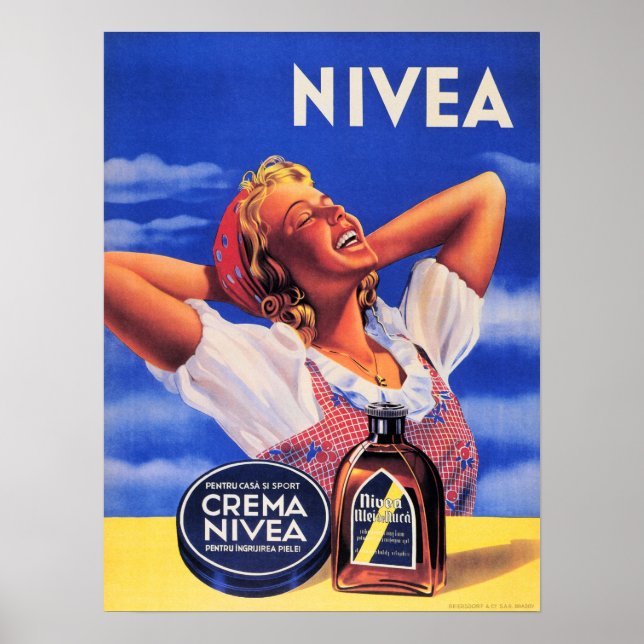Poster Crema Nivea Retro German Cosmetics Lotion Advert (Frente)