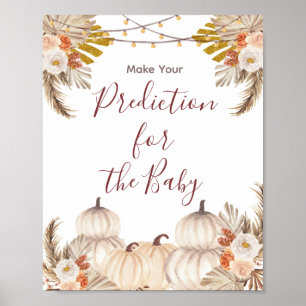 Poster Creme Branco Pumpkin Predições Florais para bebê