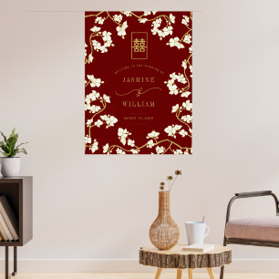 Poster Creme Peach/Plum Blossoms Dupla Felicidade Casamen