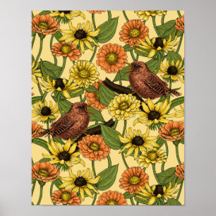 Poster Crenças e flores em amarelo pálido